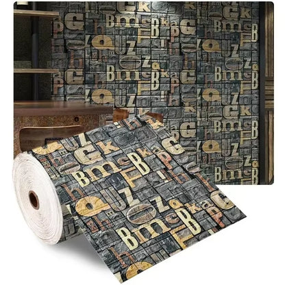 70Cmx1/5/10M 3D Wallpaper Decoration Self-Adhesive Antique Foam Brick Wallpaper Living Room Bedroom Waterproof 3D Wall Sticker