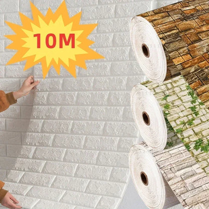 70Cmx1/5/10M 3D Wallpaper Decoration Self-Adhesive Antique Foam Brick Wallpaper Living Room Bedroom Waterproof 3D Wall Sticker