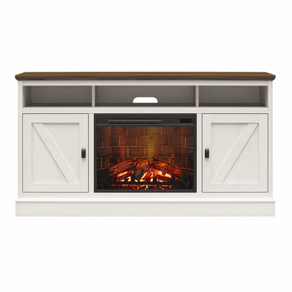 Ashton Lane Electric Fireplace TV Stand for Tvs up to 65", Magnolia Oak/Columbia Walnut