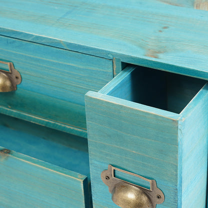 Armario De Almacenamiento Retro De 14 Cajones Organizador De Joyas De Madera Para Dormitorio Mesa