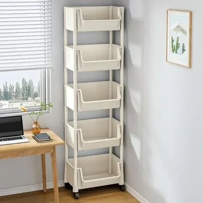 Multi-Tier Snacks Trolley Mobile Living Room Bookshelf with Wheels Bathroom Kitchen Narrow Slit Cabinet Plastic Cart Organizer