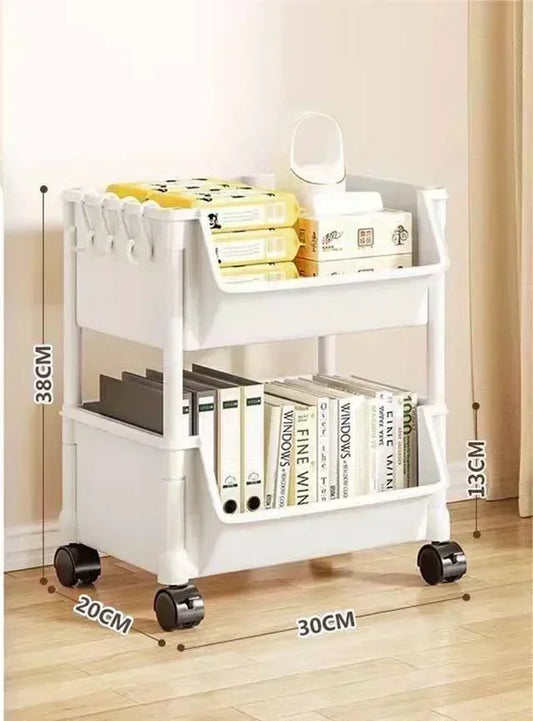 Multi-Tier Snacks Trolley Mobile Living Room Bookshelf with Wheels Bathroom Kitchen Narrow Slit Cabinet Plastic Cart Organizer