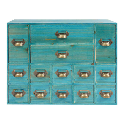 Armario De Almacenamiento Retro De 14 Cajones Organizador De Joyas De Madera Para Dormitorio Mesa