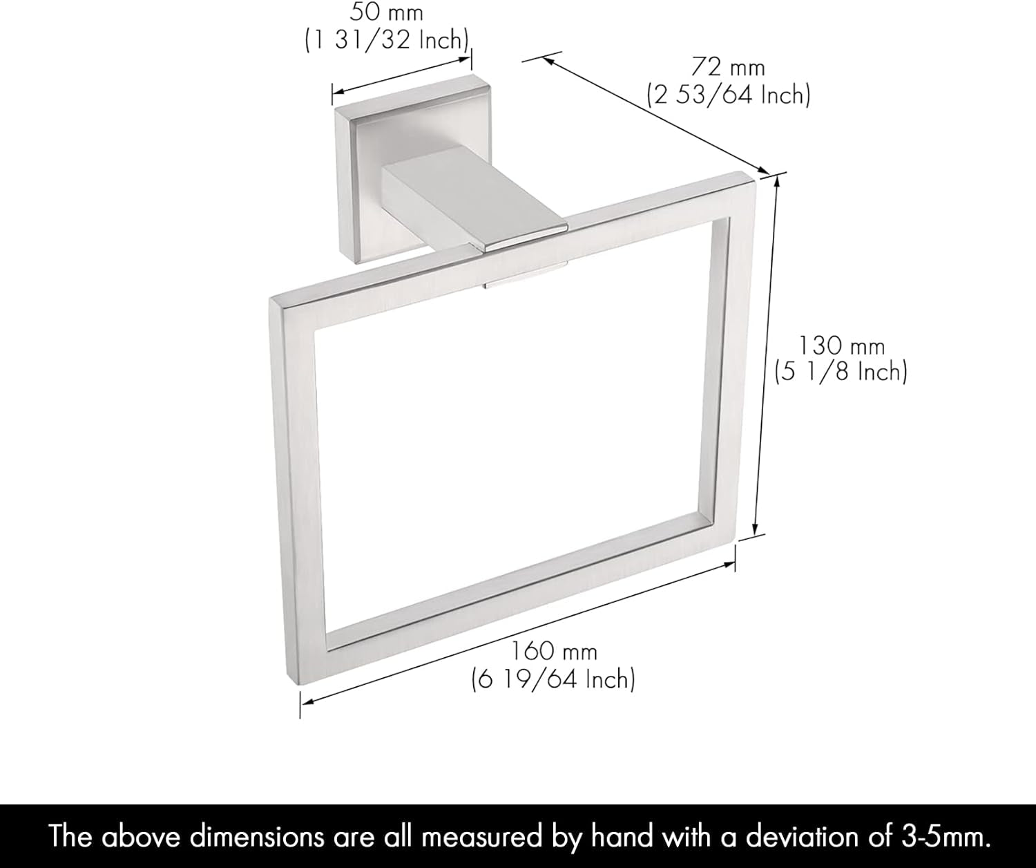 Bath Towel Ring Towel Hanger SUS 304 Stainless Steel Bathroom Accessories Contemporary Hotel Square Style Wall Mount, Brushed Finish, A2480-2