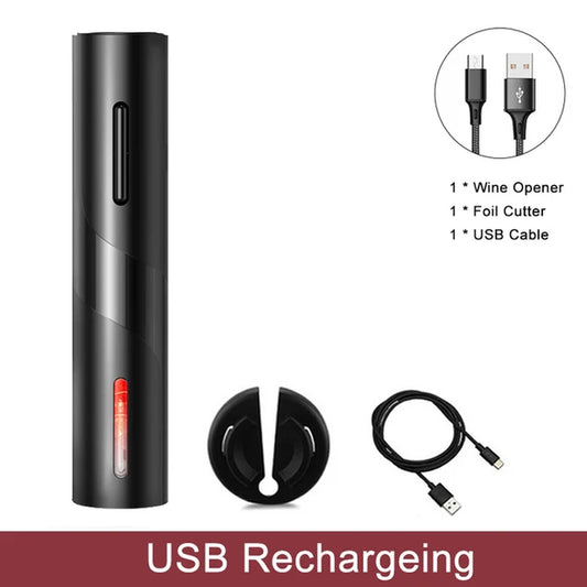 Electric Wine Opener Rechargeable Automatic Corkscrew Creative Wine Bottle Opener with USB Charging Cable Suit for Home Use